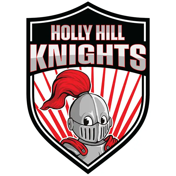 Holly Hill School logo with knight illustration